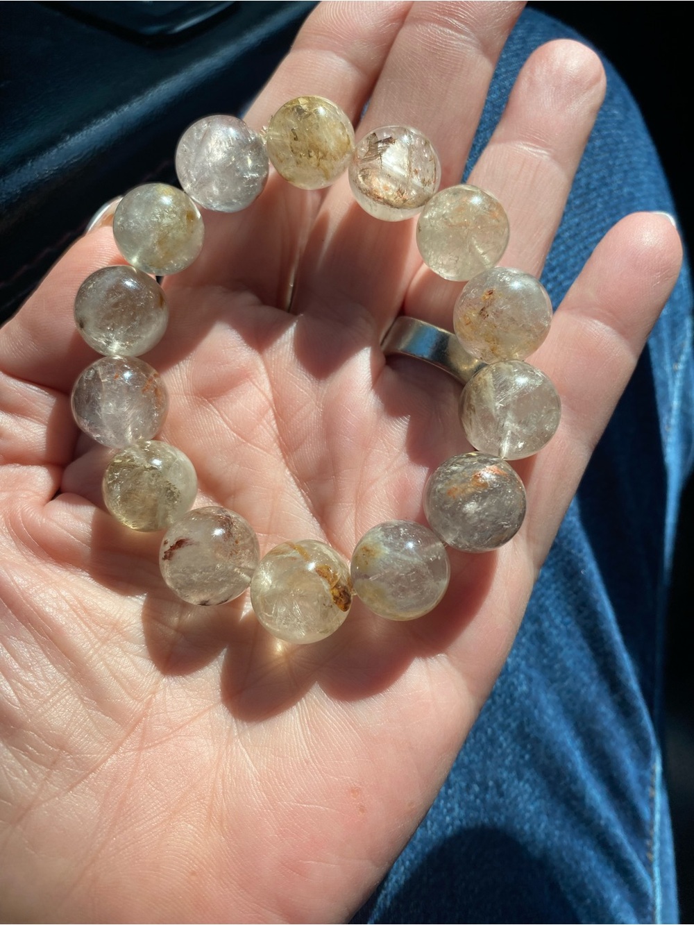 Natural Garden Quartz Bead Bracelet - Yellow-Tan Tones - Picture 1 of 7